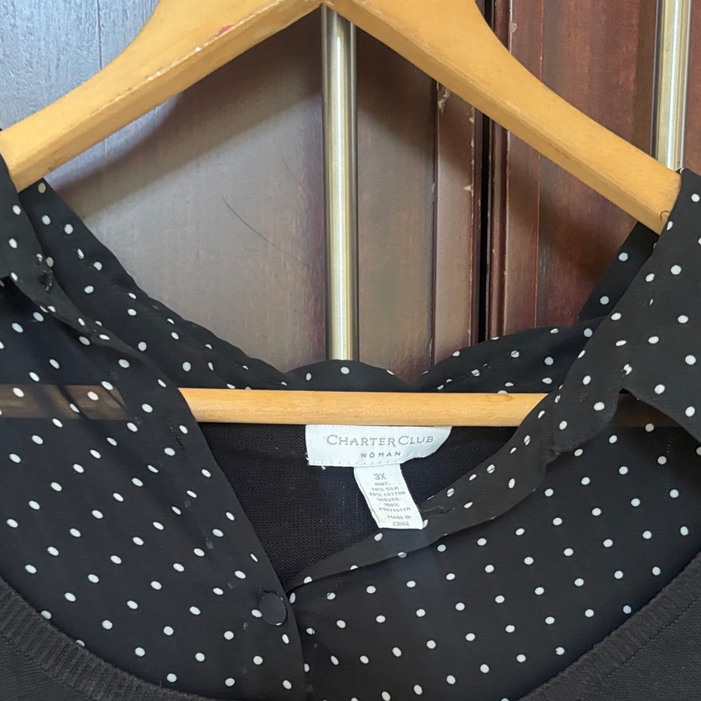 Charter Club Black and White Polka Dot Top